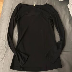 Black long sleeve t-shirt with chest slit